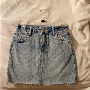 Acid wash denim skirt